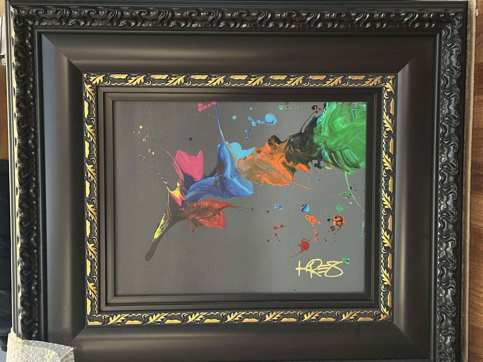 Kre8 (Kevin Virgil) mini abstract: Kevin Vigil (Kre8) "Mini Abstract" 2018 14" x 18" image size Acrylic painting on canvas. Hand-signed in pigment by the artist. A unique variation. Gallery framed, COA, Appraisal. LC