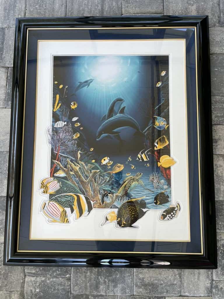 Wyland Friends of the Sea: Wyland "Friends of the Sea" 1994 30" x 40" image size cibachrome. Gallery framed,COA, Appraisal. KM