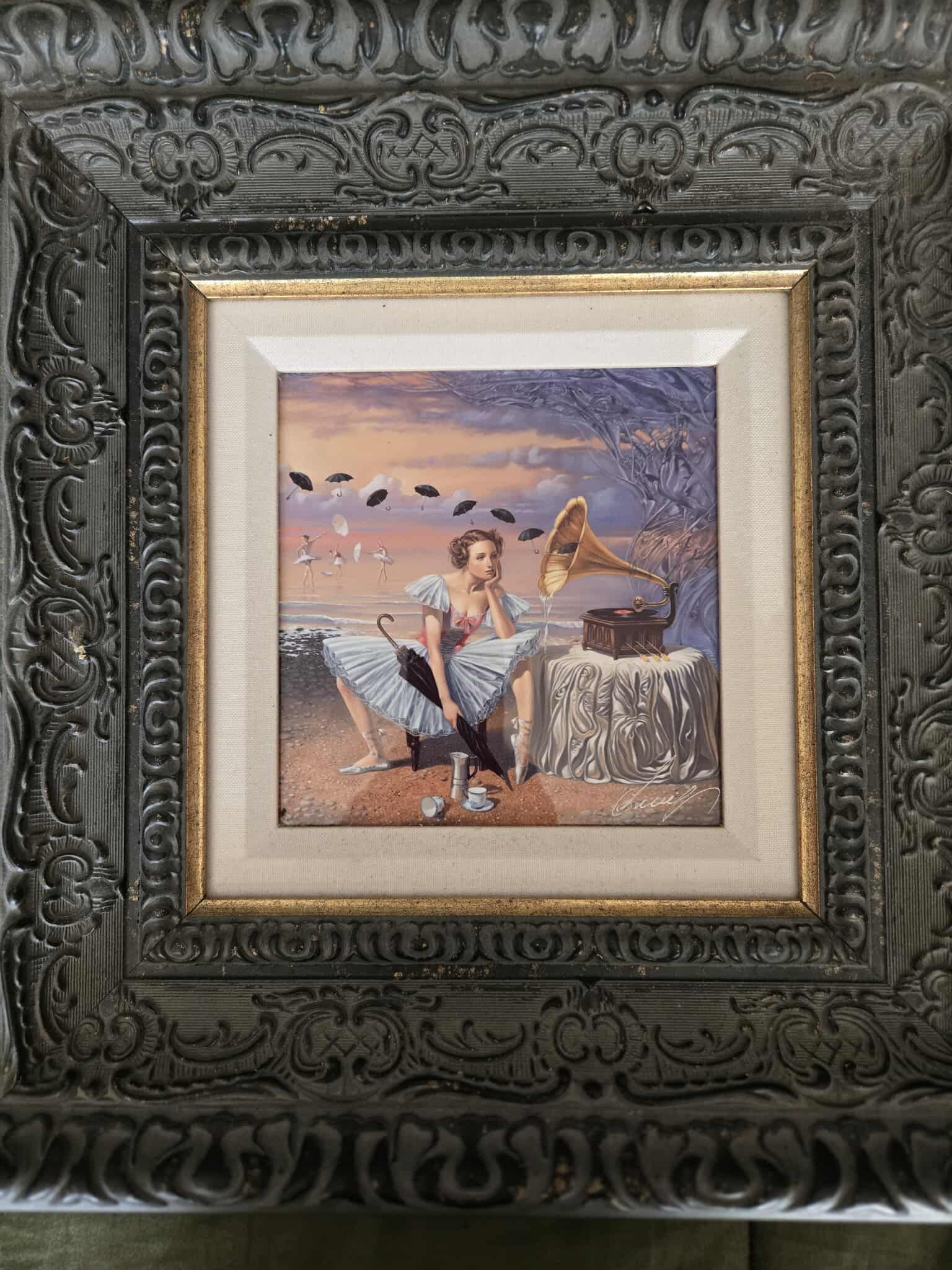 Michael Cheval Melody of Rain: Michael Cheval "Melody of Rain" 2016 7 1/2" x 7 1/8" image size Digital multiple on aluminum through dye sublimation. Hand-signed by the artist. Gallery framed, COA, Appraisal. SSR