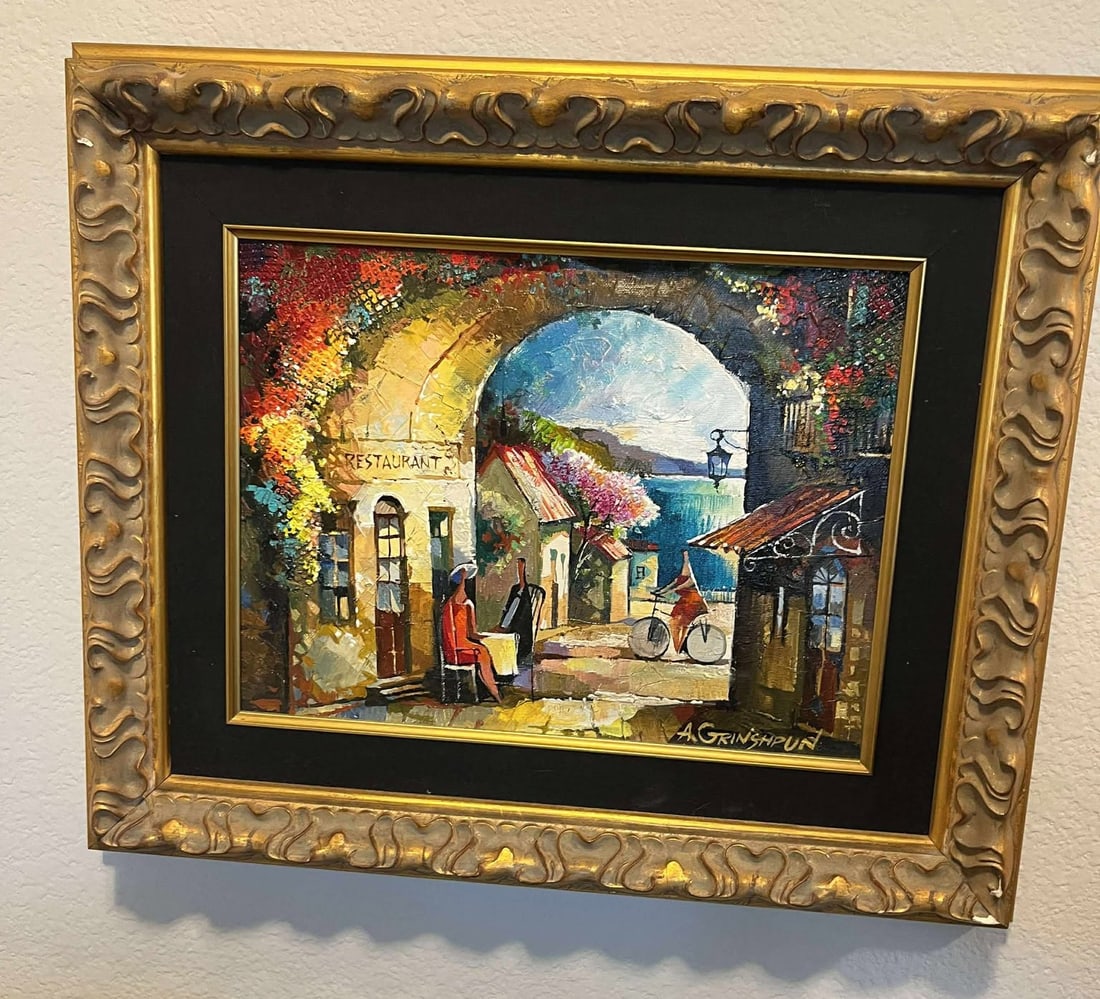 Alex Grinshpun The Onlooker Unique: Alex Grinshpun "The Onlooker" 2012 Oil painting on canvas. Hand-signed in pightment lower right by the artist. Signed and dated on verso. A Unique work. Gallery framed, COA, Appraisal. KHG