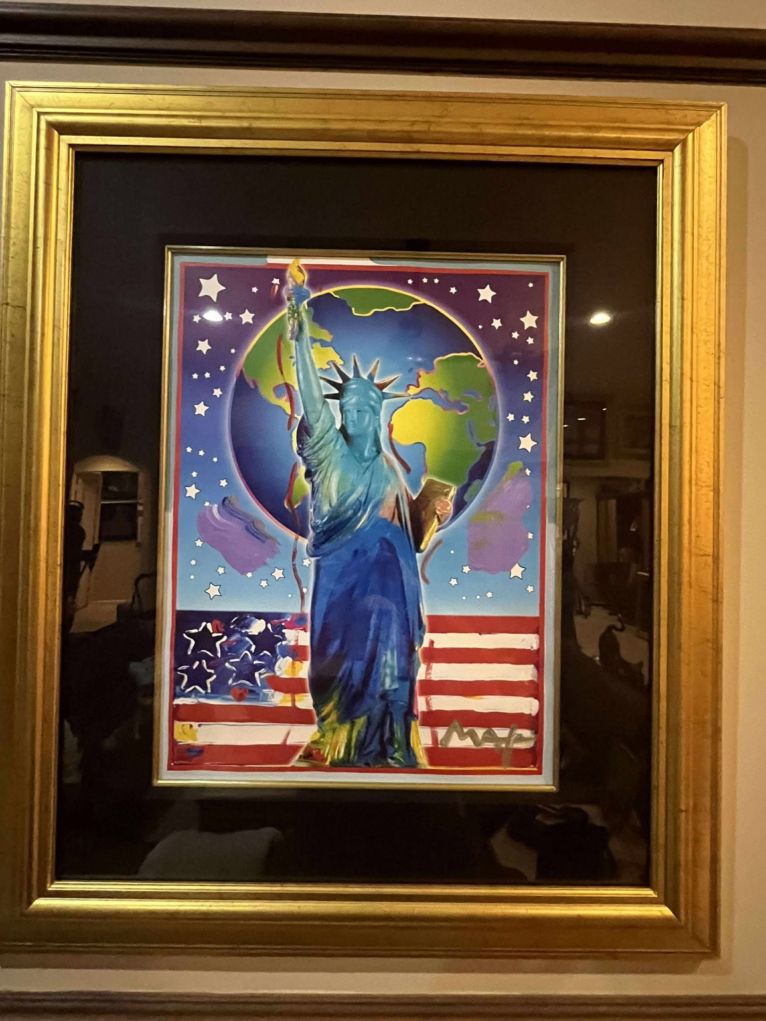 Peter Max Peace on Earth: Peter Max (Peace on Earth) 2005, 24" x 18" image size, Mixed media with acrylic painting and color lithography on paper. Signed in acrylic. A unique variation. Gallery Framed.COA. RMS