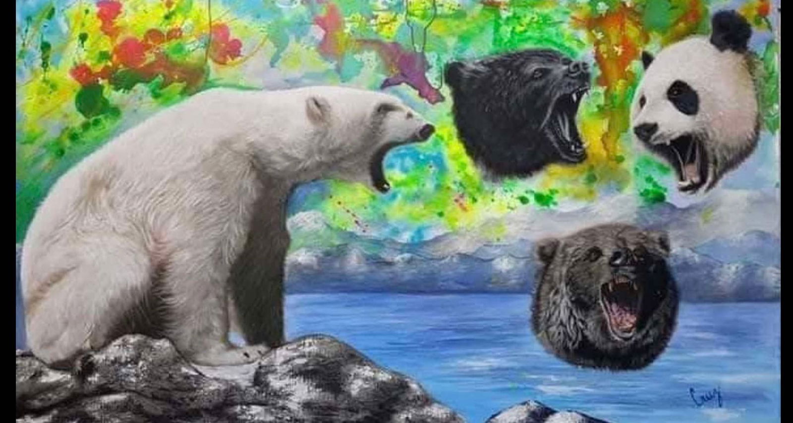 Cruz: Cruz "Roar" canvas 30" x 50"oil on canvas