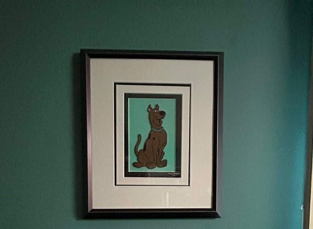 Hanna-Barbera Animation scooby doo: Hanna-Barbera Studio "Scooby-Doo" 7" x 5" Sericel from the edition of 2500, Gallery Framed. COA. Appraisal.GB