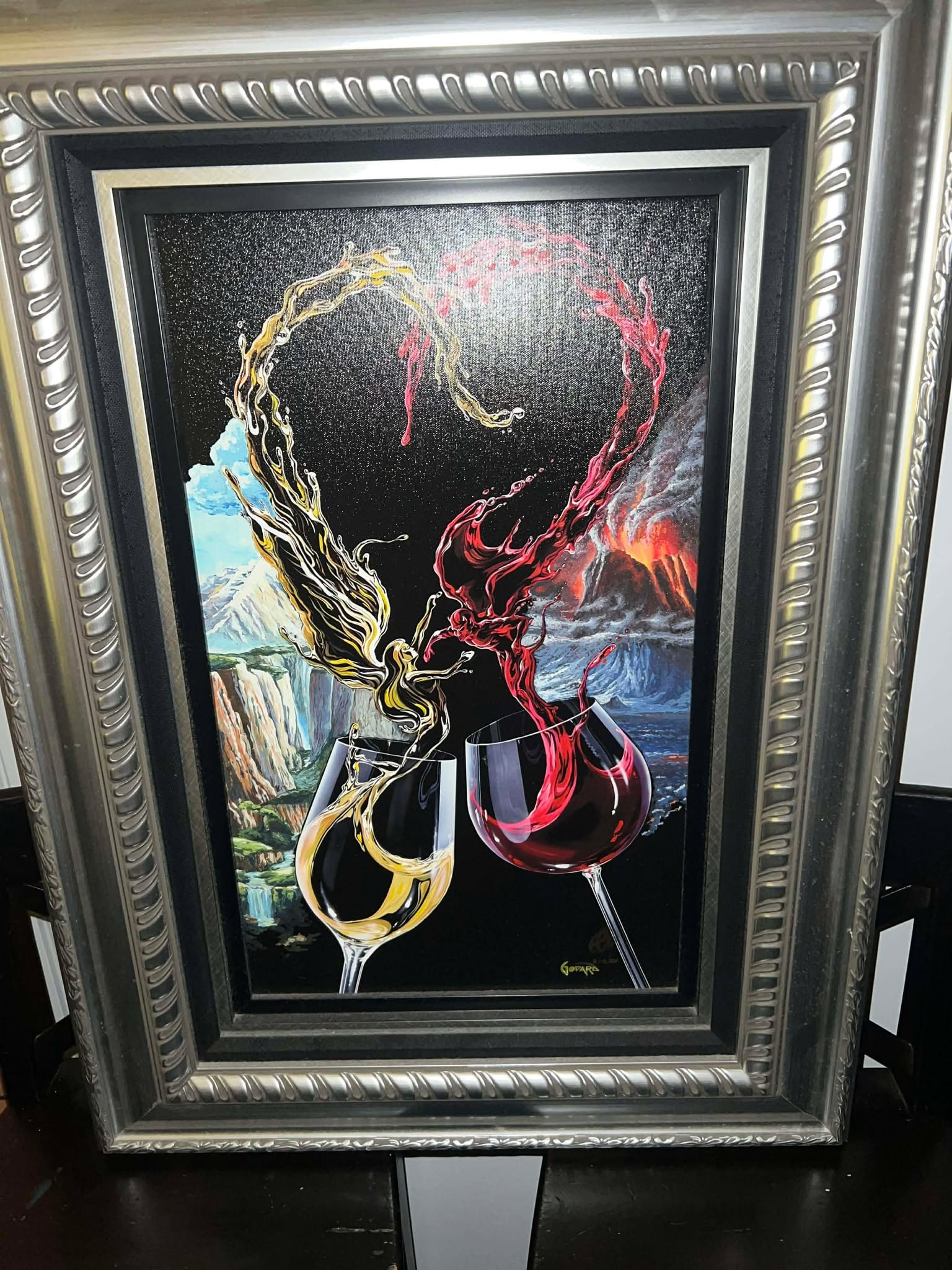 Michael Godard Darnkess and Light: Michael Godard "Darkness & Light" 2021 22 1/2" x 13 1/2" image size Giclee in color with hand-embellishment on canvas. Hand-signed in ink lower right by the artist. Gallery framed, COA, Appraisal SKJ