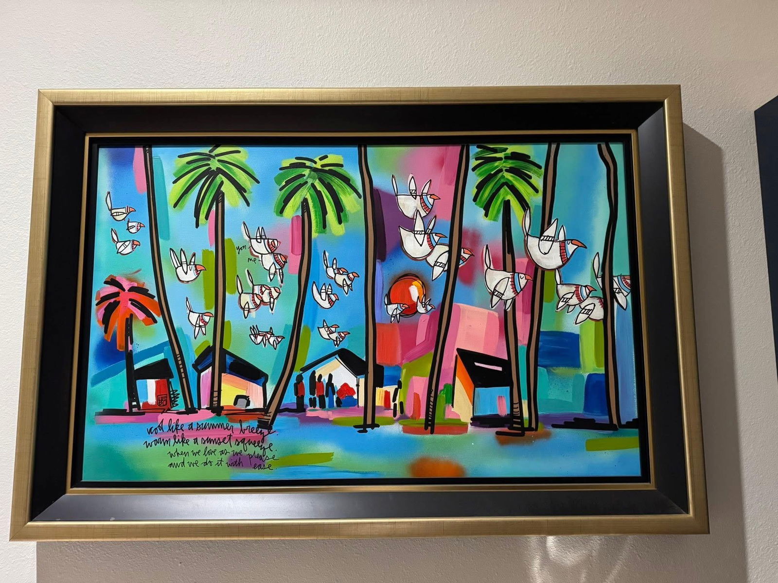 David Le Batard (as Lebo) Take it Easy: David Le Batard (as Lebo) "Take It Easy 1/2" 30" x 40" acrylic paintin on canvas. Hand signed in pigment lower left by artist. Titled on Verso. Unique Work. COA. Apraisal. JTD