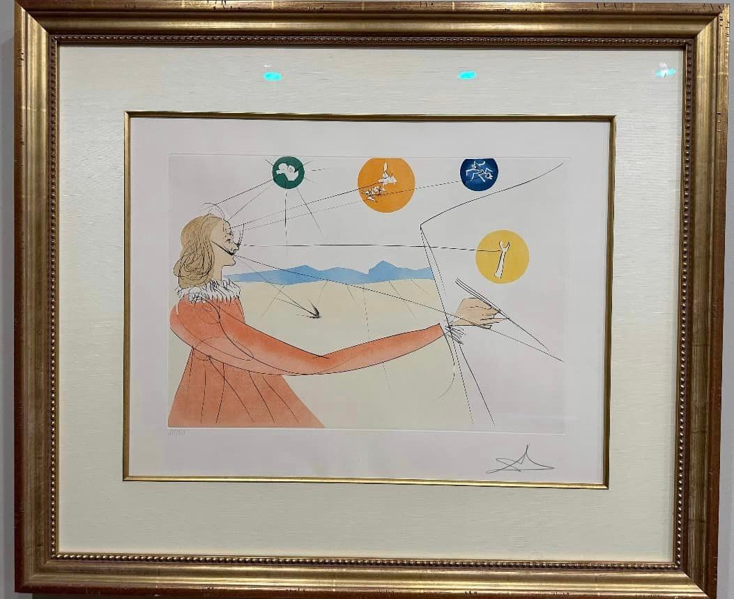 Dalinean Prophecy,: Salvatore Dali "Dalinean Prophecy," original engraving; hand colored with the aid of stencil (pochoir) on arches paper image 16 inches by 23-1/8 inches #185/250 Hand Signed