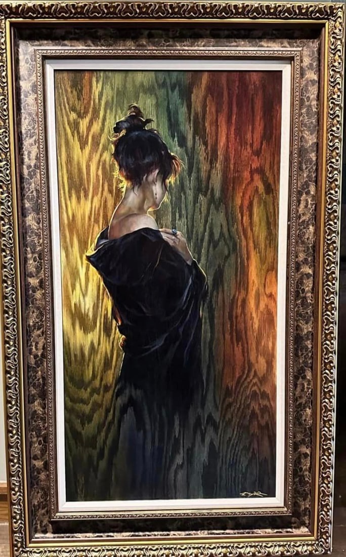 Matt Beyrer Back Lit Unique: Matt Beyrer" Back Lit" UNIQUE 2023 48" x 24 5/8" image size Oil painting on wood. Hand-signed in pigment lower right by the artist. Signed, dated and titled on the verso. Gallery framed COA