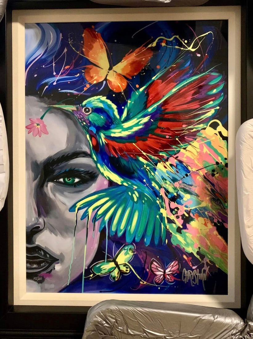 Living in Harmony: Christian Masot " Living in Harmony" 2023 20" x 15" image size Dye sublimation on aluminum. Hand-signed by the artist. Limited edition of 200 Gallery framed COA