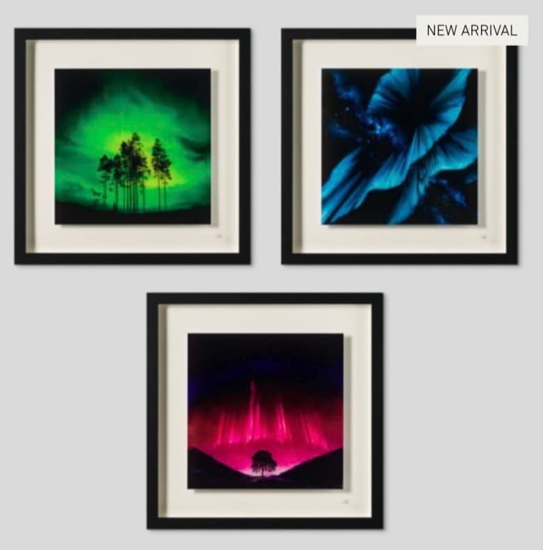 Set of 3 Far From Home , Forever Sycamore , and Falling Like the Stars: Richard Rowan SET of 3- "Falling Like the Stars" This artwork is a hand-signed flatbed gicl?e on glass LE 195 Hand signed Framed 31.0in x 31.0in COA, "Far From Home" This artwork is a hand-signed