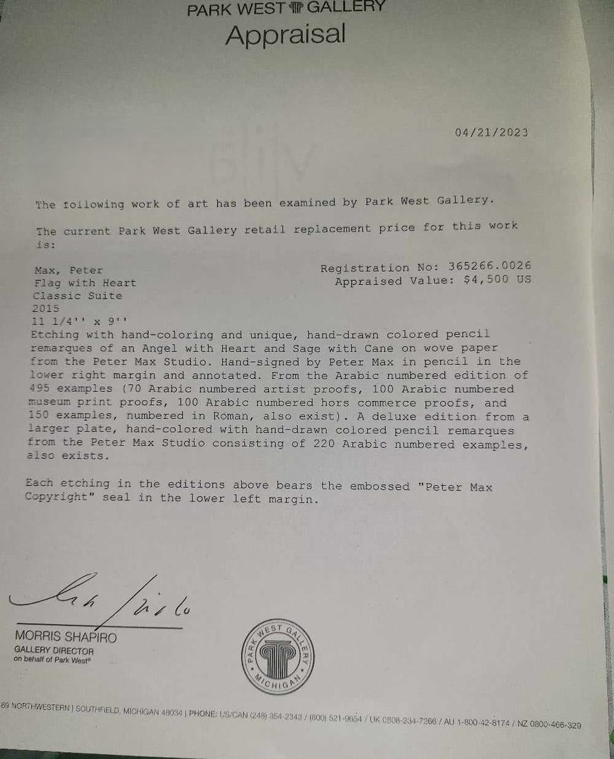 Peter Max Flag with Heart Classic Suite - 3