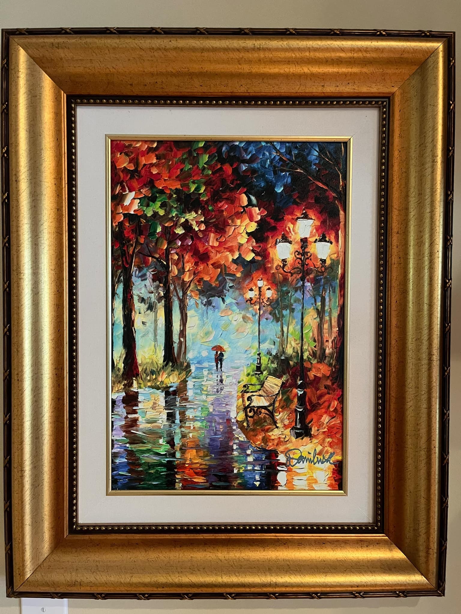 Daniel Wall Let It Rain: Daniel Wall "Let it Rain" 2016 20" x 13 1/2" image size Giclee in color on canvas with hand-embellishment. Hand-signed in ink lower right by the artist. Gallery framed,Coa appraisal