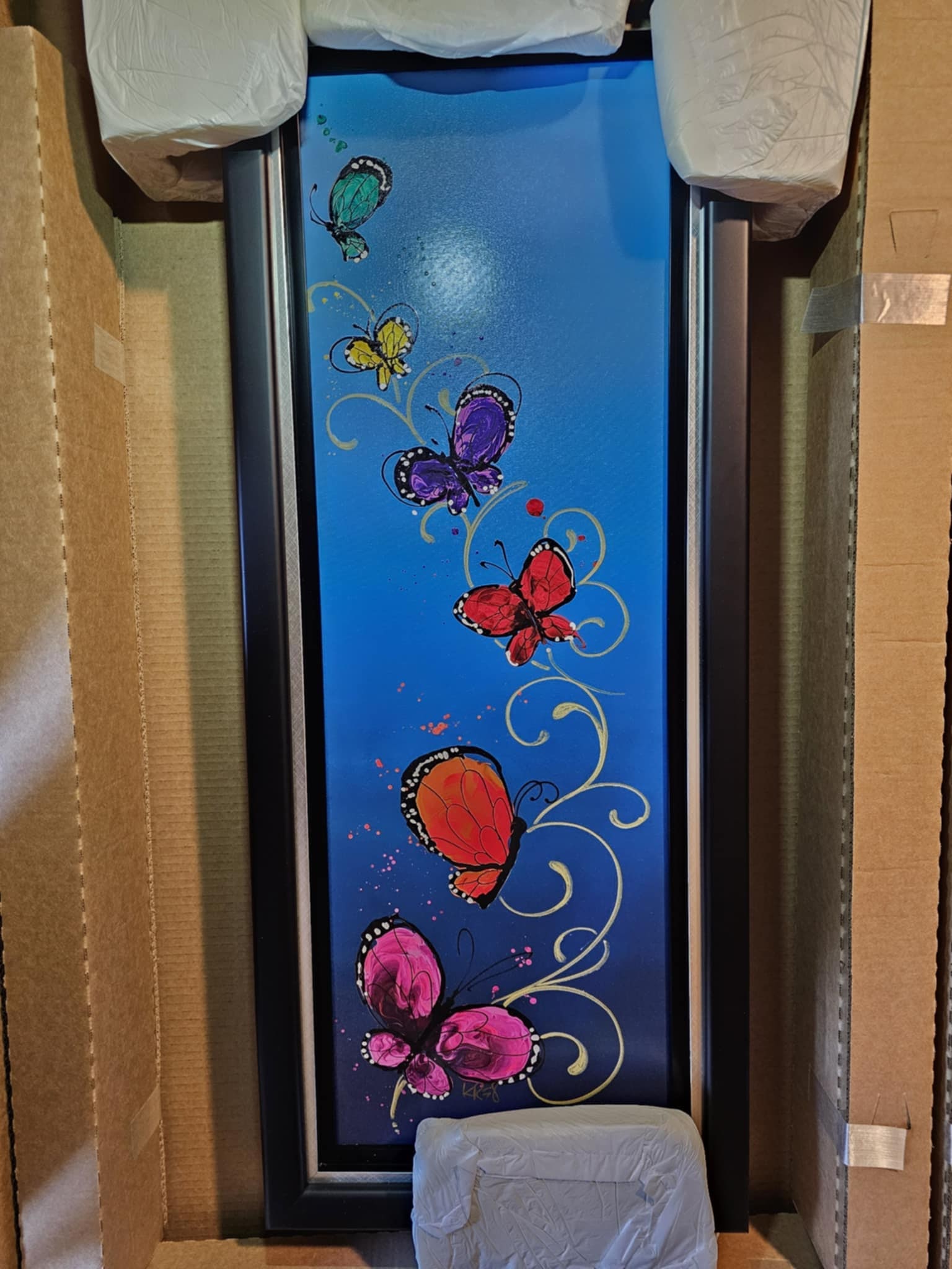 Kre8 Wings of Fruition: Kre8 "Wings of Fruition" 2021 36" x 12" Image size Giclee in color with hand-embellishment on canvas. Hand-signed by the artist. From the roman numbered edition of 200 examples. Gallery Framed, COA,