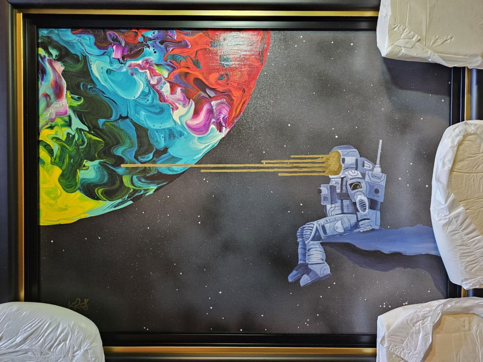 Kre8 From the Outside Looking In: Kre8 "From the Outside Looking In" 2021 19 1/2" x 26" image size Giclee in color with hand-embellishment on canvas. Hand-signed by the artist. Gallery framed, COA, Appraisal