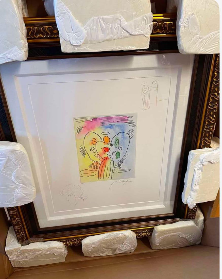 Petet Max Angel with Heart Icon Suite: Peter Max "Angel with Heart" Icon Suite 2015 11 1/2" x 9 1/4" image size Etching with hand-coloring and unique, hand-drawn colored pencil remarques of a Profile in the lower left corner and Sage