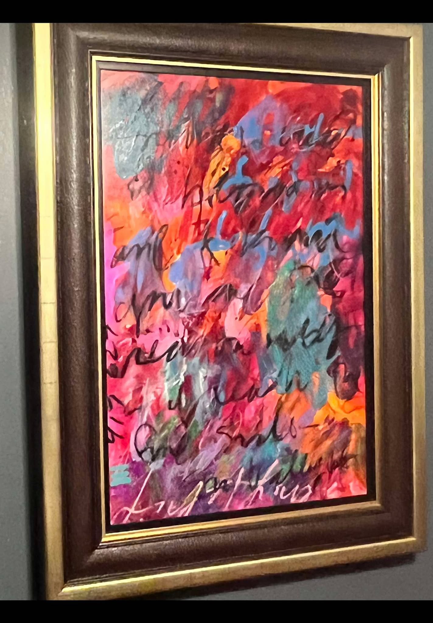 Tim Yanke Hearts Racing (042518.01) Unique: Tim Yanke "Hearts Racing (042518.01) 2018 35 3/4" x 23 3/4" image size mixed media painting with pigment and ink on canvas. Hand-signed in ink lower right by the artist. Signed and titles on the