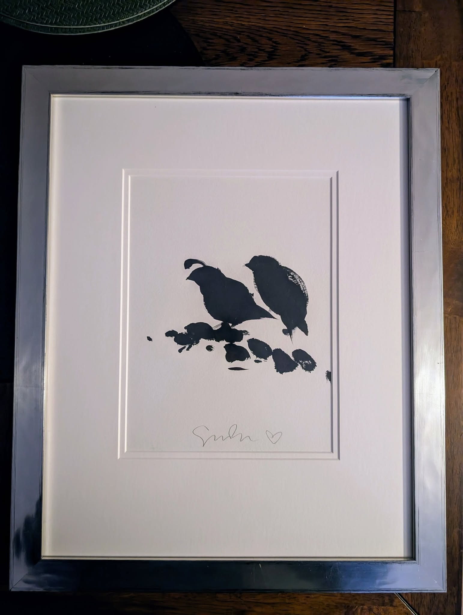 Simon Bull Bird Study small 2 Original: Simon Bull "Bird Study" Original 21.5 x 17 5/8" framed acrylic painting on on paper, COA