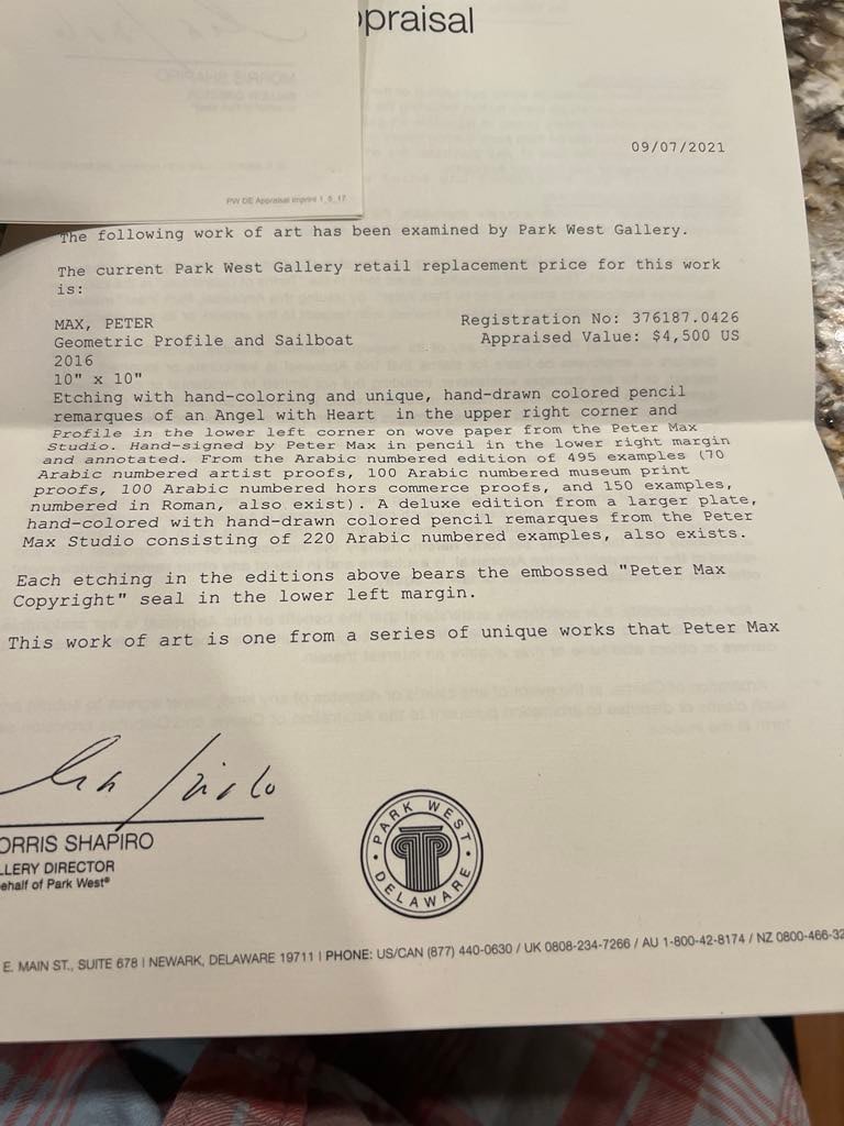 Peter Max Geometric Profile and Sailboat - 3