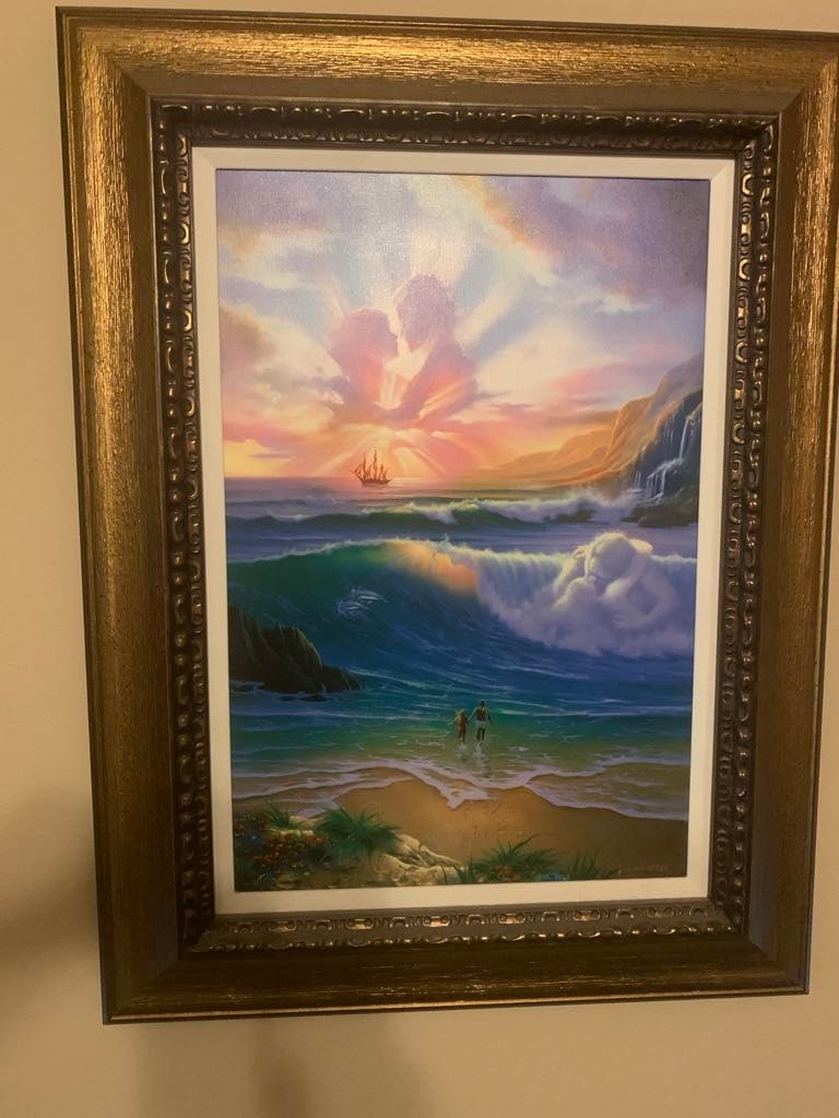 Jim Warren A Day of Romance: Jim Warren "A Day of Romance" 2016 27" x 18" image size Giclee in color on canvas. Hand-signed in ink lower right by the artist. Gallery framed, Appraisal