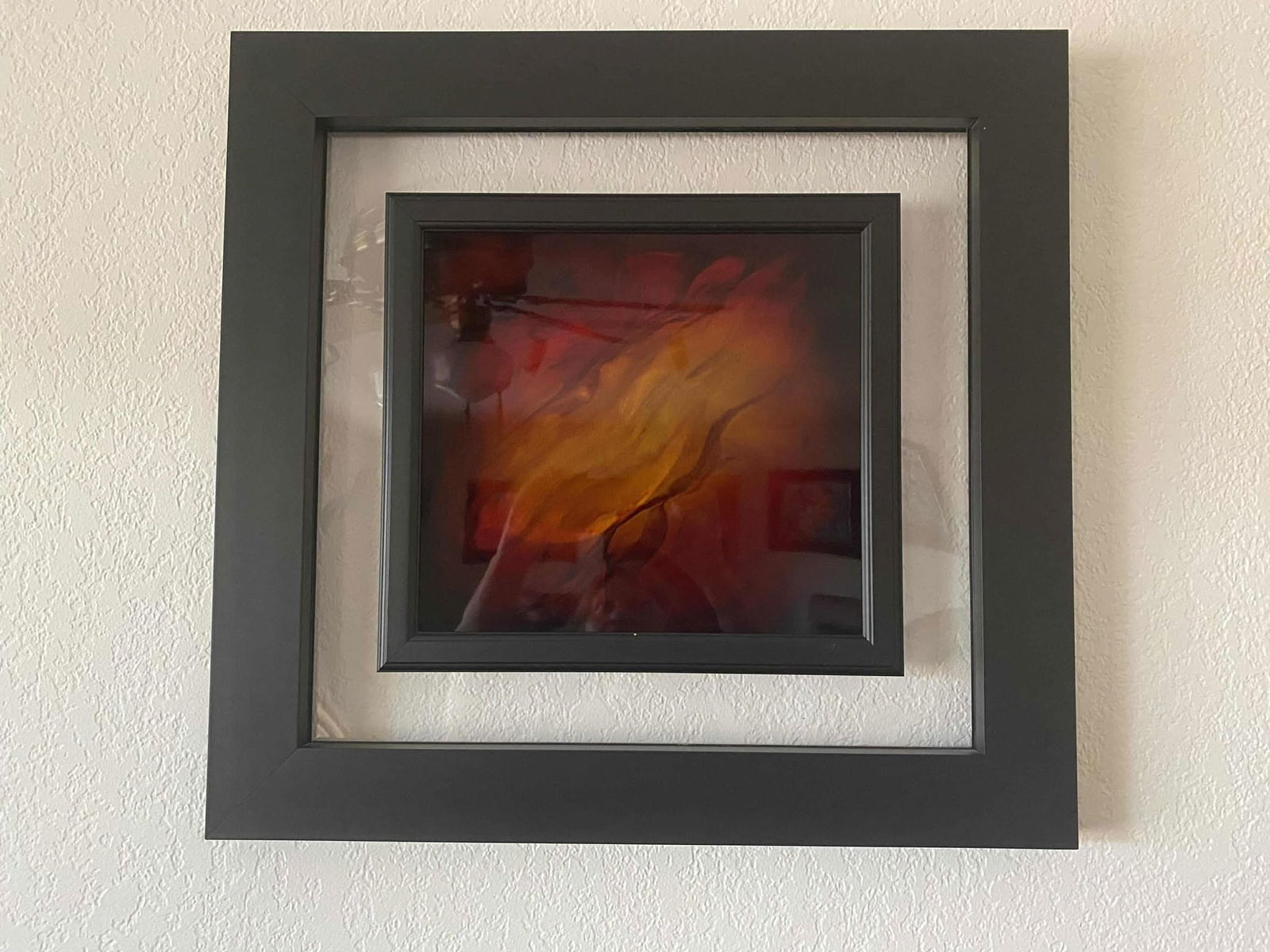 Chris Derubeis "Mini Elements - Fire (quadtych) (Panel 3)": Chris Derubeis "Mini Elements - Fire (quadtych) (panel 3) 2017 11" x 12" Mixed media on aluminum including air-brush painting and hand ground surfaces. A Unique work. Gallery Framed, Appraisalk COA