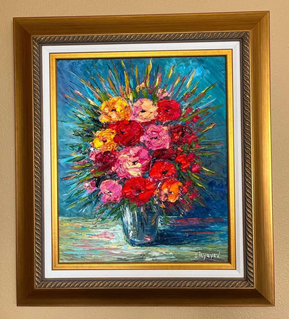 Slava Ilyayev "Special Day" Unique: Slava Ilyayev "Special Day" 2018 24 1/8" x 20" image size Oil painting on canvas. Hand-signed in pigment lower right by the artist. A Unique work. Gallery framed, COA, Appraisal