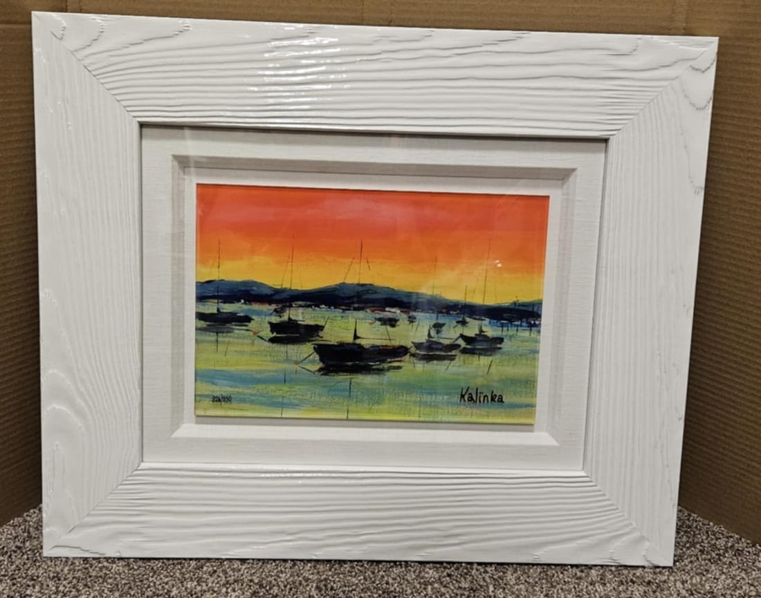 Kalinka "Dans La Baie": Kalinka "Dans La Baie" 2018 8" x 12" image size Optigraph: digital multiple face-mounted to a transparent acrylic panel. Hand-signed in pigment lower right by the artist.