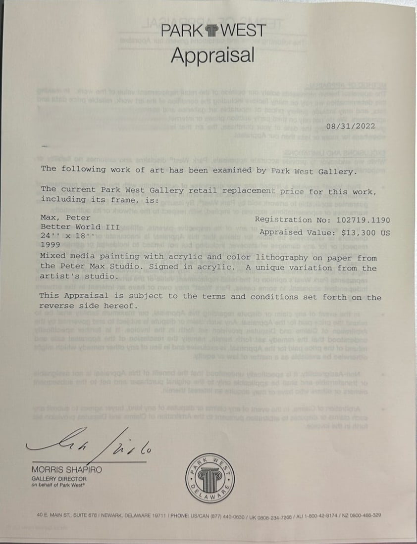 Peter Max "Better World III" - 2