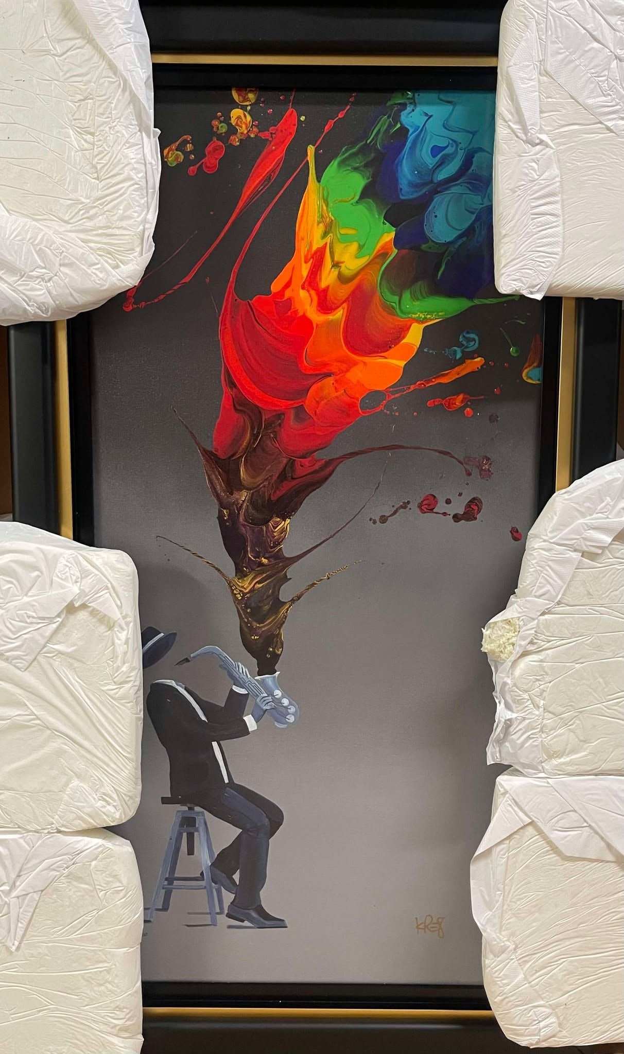 Kre8 "Second Line Love": Kre8 "Second Line Love" 2023 32" x 16" image size Giclee in color with hand-embellishment on canvas. Hand-signed by the artist. Gallery framed, COA, Appraisal