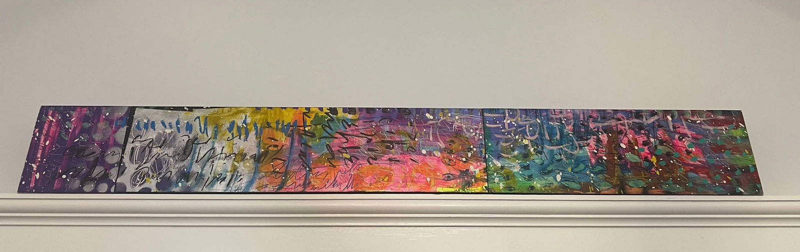 Tim Yanke "Timber": Tim Yanke "Timber" 2011 48" x 6" image size Mixed media with pigment , pastels, ink, and charcoal on board. Signed in ink on side panel. Signed and titled on the verso. A unique work.