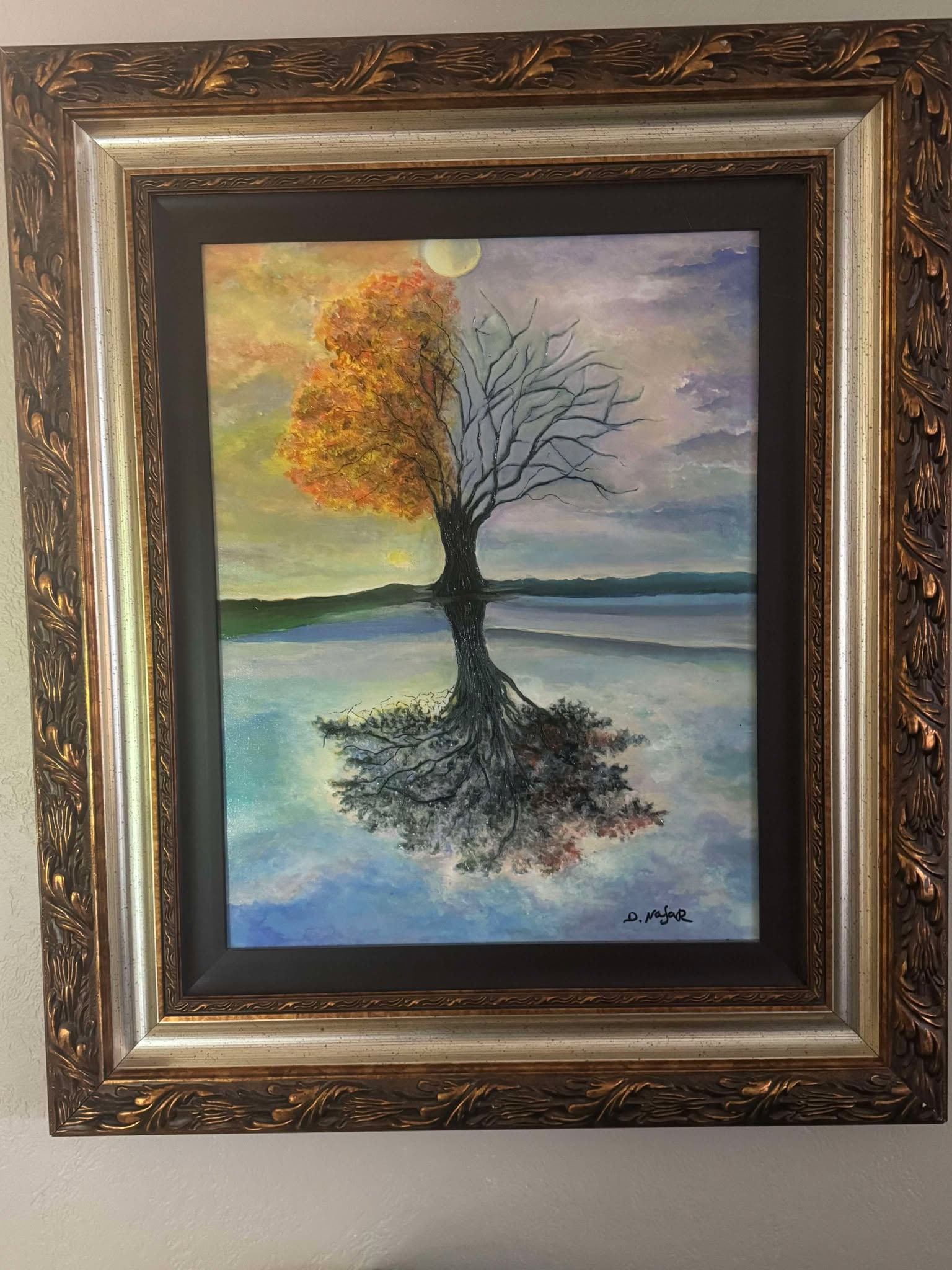 David Najar "The Seasons": David Najar "The Seasons" 2016 24 1/2" x 19" image size Giclee in color with hand-embellishment on canvas. Hand-signed in ink by the artist. Gallery framed, COA, Appraisal