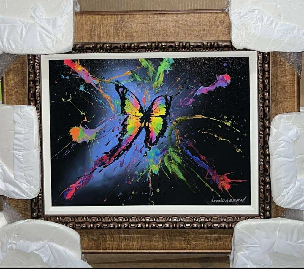 Jim Warren "Metamorphosis": Jim Warren "Metamorphosis" 2022 16 1/2" x 22" Image size Giclee in color with hand-embellishment on canvas. Hand-signed by the artist. Gallery framed, COA, Appraisal.