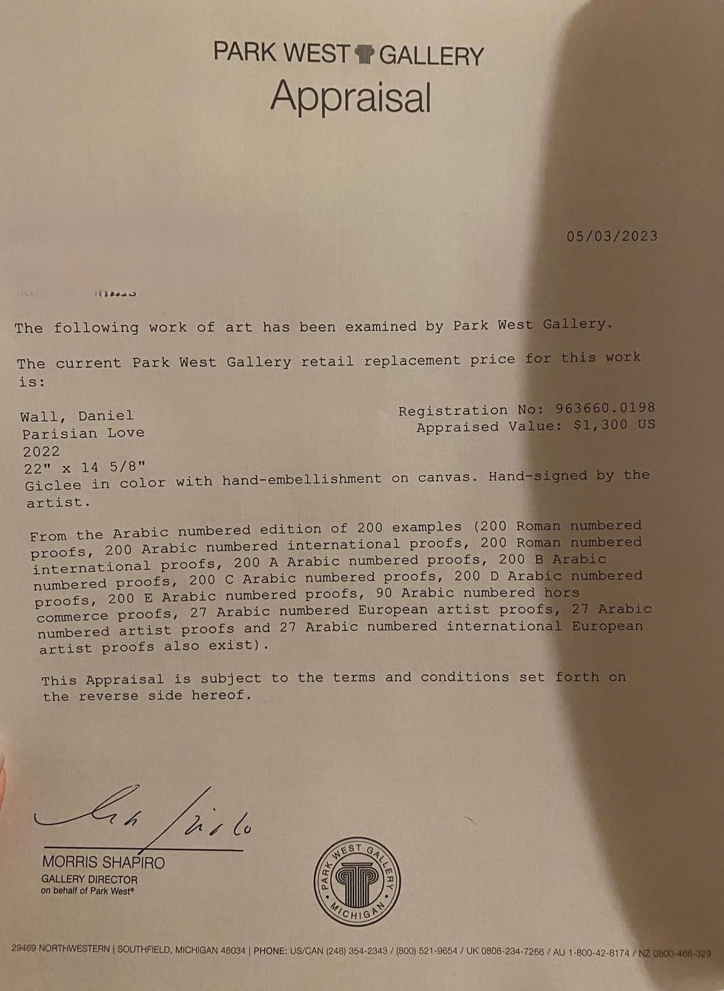 Daniel Wall "Parisian Love" - 2