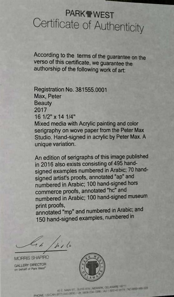 Peter Max "Beauty" unique - 2