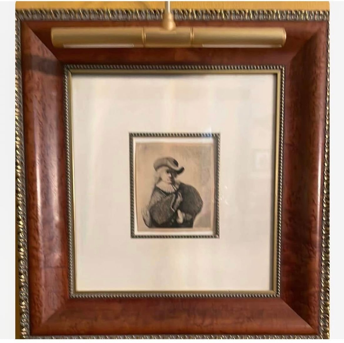 Claussin Rembrandt in soft hat and Embroidered cloak: Claussin - Rembrandt (after) "Rembrandt in Soft hat and embroidered cloak", 5 3/4" x 5 1/4" image size etching on laid paper