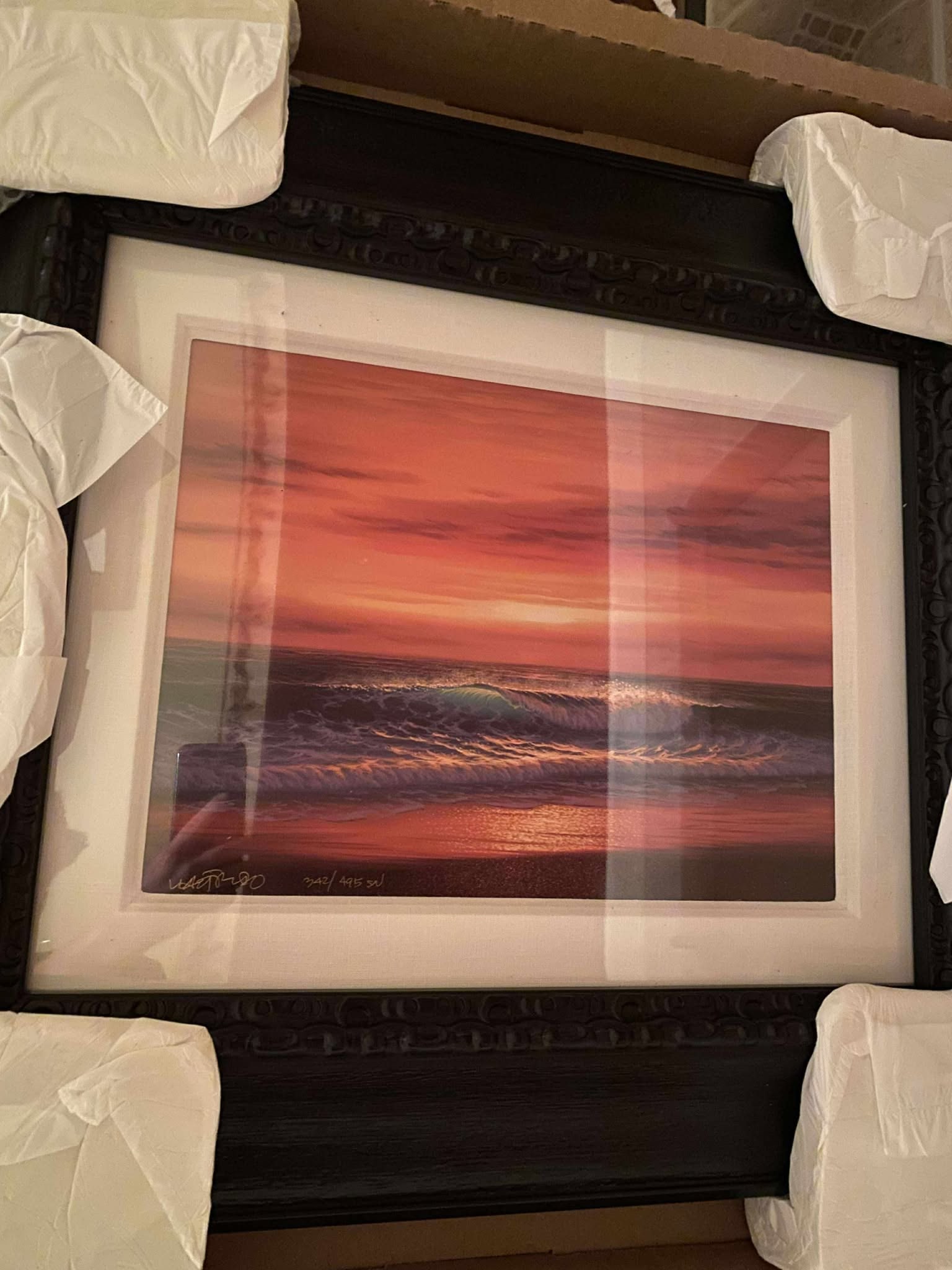 Walfrido "Light of Gold": Walfrido "Light of Gold" 2011 12" x 16" image size Lithograph in color on paper. Hand-signed by the artist in ink lower left and numbered in Arbic lower left. Gallery framed, COA