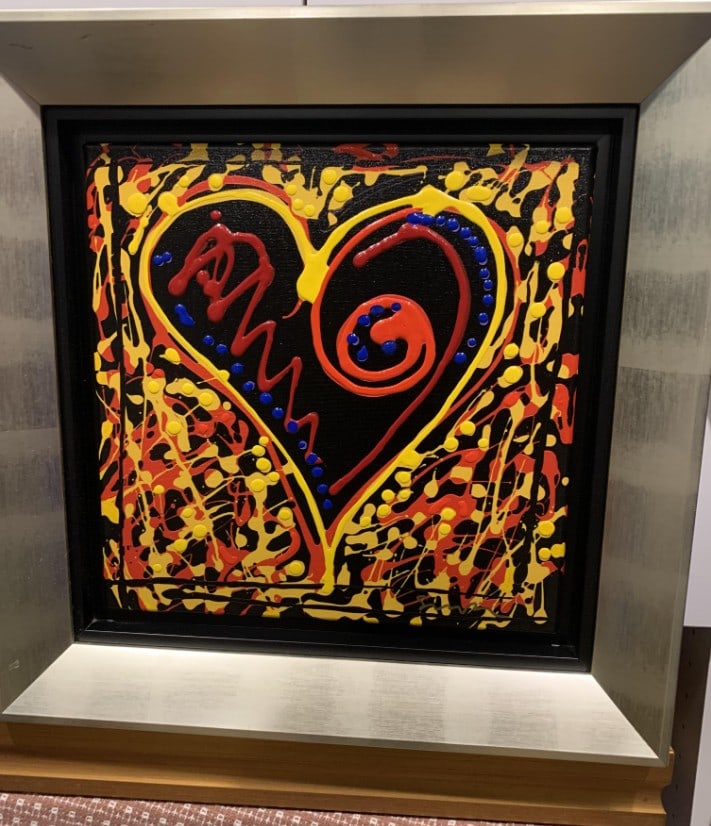 Simon Bull "Love is the Key": Simon Bull "Love is The Key" 2013 11 3/8" x 8" image size Hand embellished giclee on canvas. Hand signed in ink by the artist. Gallery framed, COA, Appraisal. DP