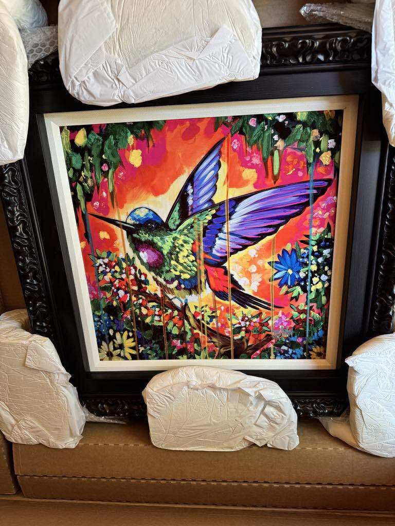 Christian Masot "Full Bloom Flight": Christian Masot "Full Bloom Flight" 2003 18" x 18" image size Dye Sublimation on aluminum. Hand-signed by the artist. Gallery framed, COA, Appraisal, BA