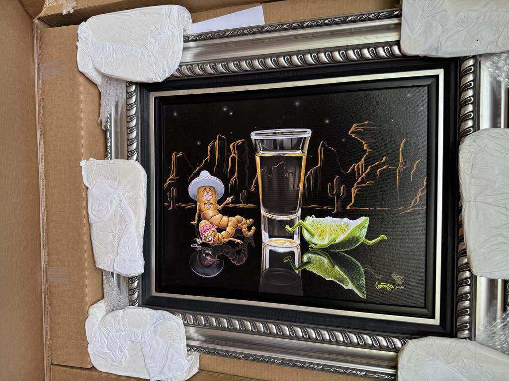 Michael Godard "Tequila Nights": Michael Godard "Tequila Nights" 2021 16 1/2" x 21 3/4" image size Giclee in color with hand-embellishment on canvas. Hand0signed by the artist. Gallery framed, COA, Appraisal. BA
