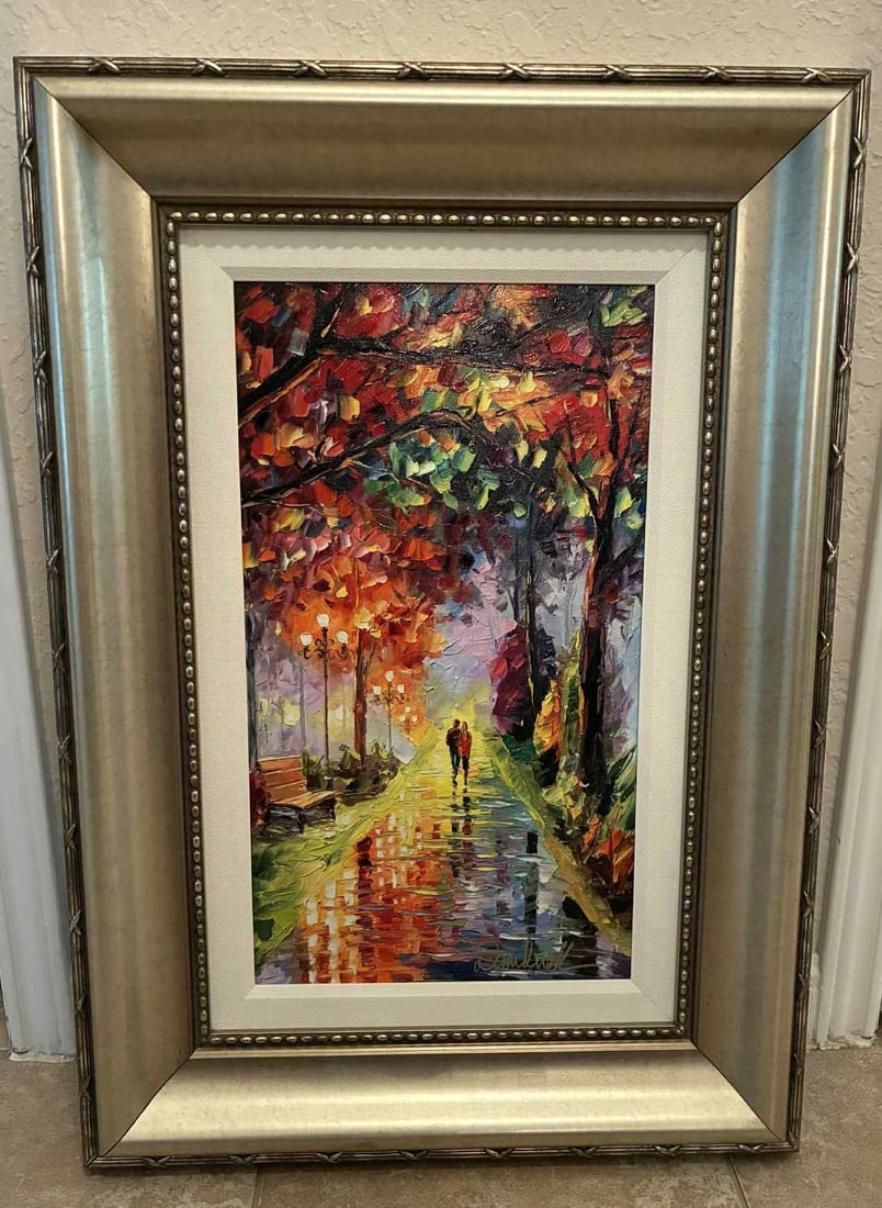 Daniel Wall Path in Fog: Daniel Wall "Path in Fog" 2016 20" x 11 1/2" image size Giclee in color on canvas with hand-embellishment. Hand-signed in ink by the artist. Gallery framed, COA. AC