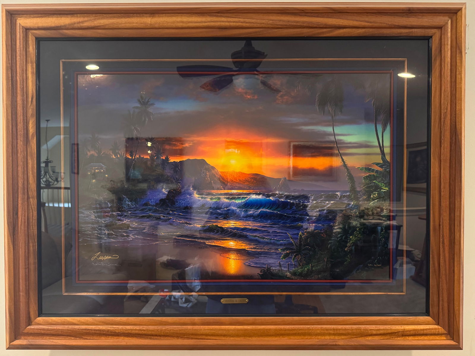 Christian Riese Lassen Maui Daybreak: Christian Riese Lassen "Maui Daybreak" 2001 Giclee on canvas. Limited edition. Gallery framed, no paperwork.
