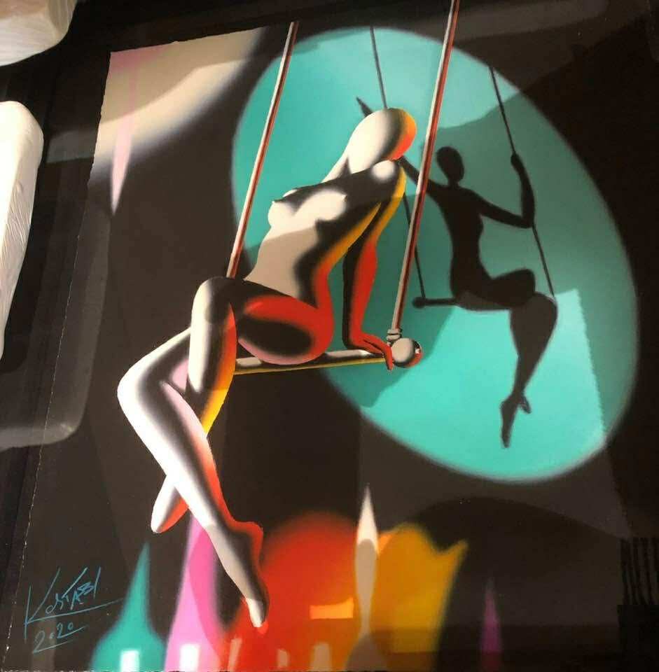 Mark Kostabi Some Like it Hot: Mark Kostabi "Some Like it Hot" 2020 22 3/4" x 18 7/8" image size Giclee in color on paper. Hand-signed by the artist. Gallery framed, COA, Appraisal. KS