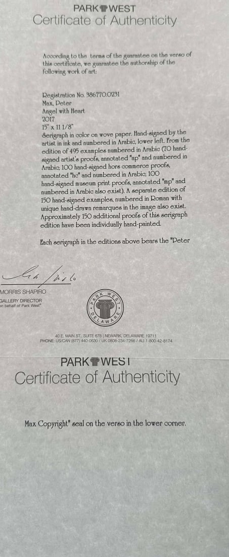 Peter Max "Angel with Heart" - 2