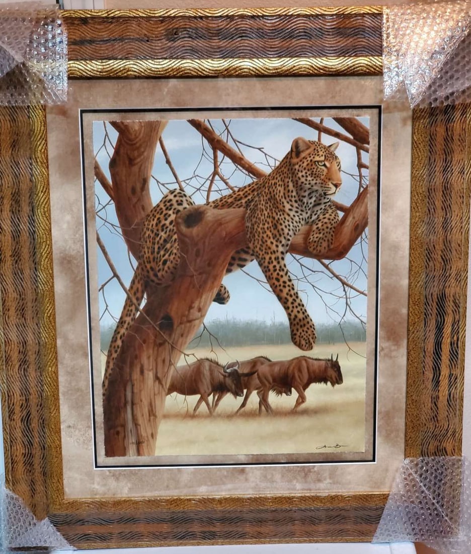Andrew Bone The Cheetah Coalition: Andrew Bone "The Cheetah Coalition" 2018 9 1/8" x 33 1/2" image size Giclee in color on paper. Hand-signed in pencil lower right by the artist. Gallery framed, COA, Appraisal. LC