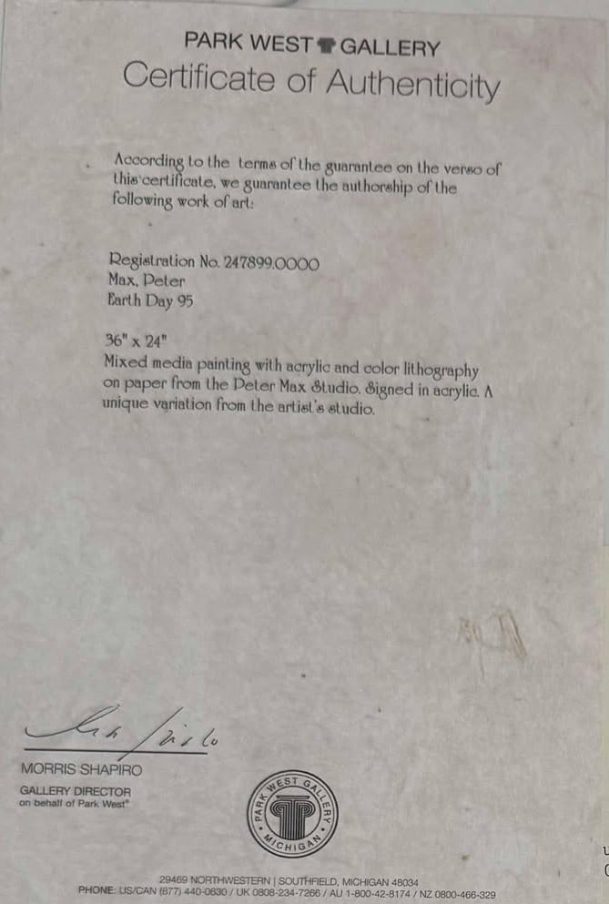 Peter Max Earth Day 95 - 2