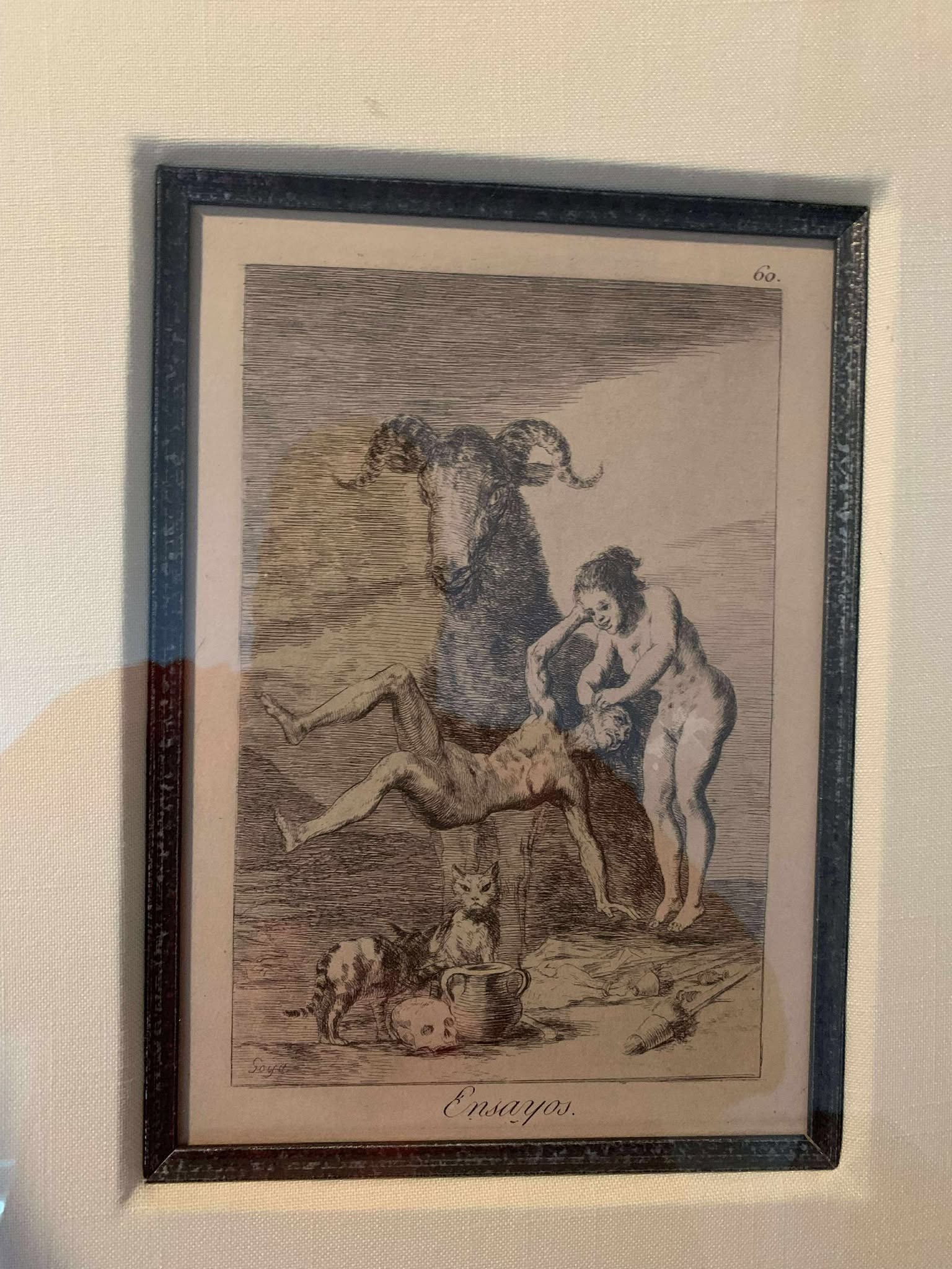 Francisco Goya Ensayos - num 60: Francisco Goya "Ensayos - # 60" 18" x 22.5" framed, Etching, COA, RB