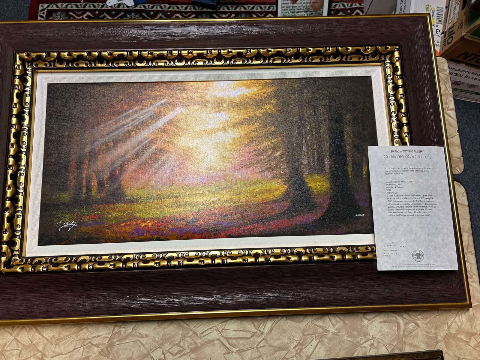 Jon Rattenbury Storybook Grove: Jon Rattenbury "Storybrook Grove" 2021 12 1/2" x 25" image size Giclee in color on canvas. Hand-signed by the artist. Gallery framed, COA. CR