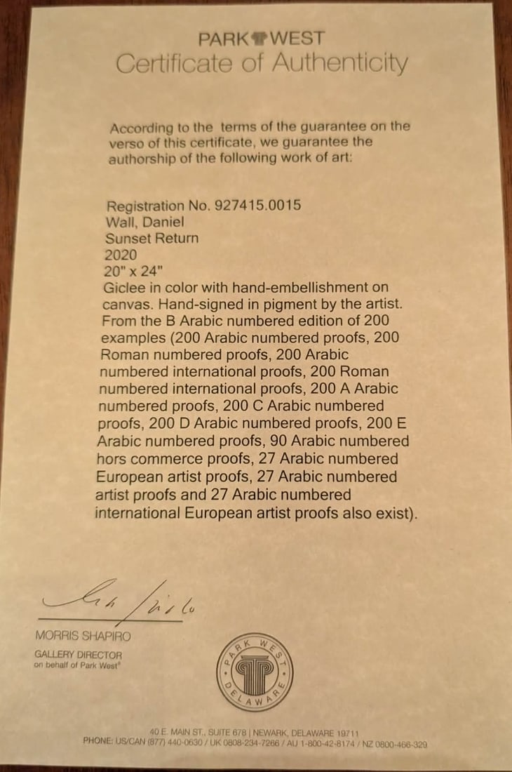 Daniel Wall Sunset Return - 2