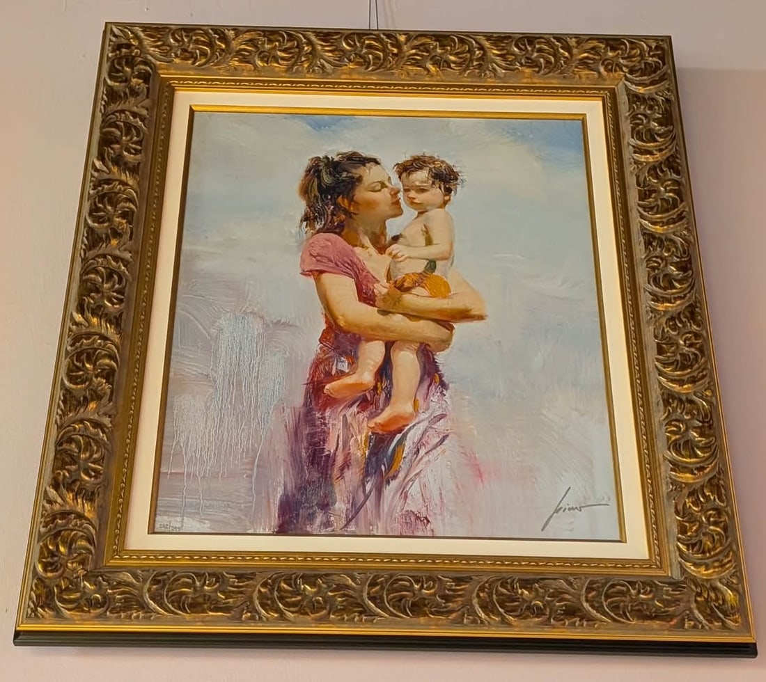 Pino Summer memories: Pino "Summer Memories" 2007 26 x 22 image size. Giclee in color on canvas. Hand signed in pigment lower right by artist. Gallery Framed. Appraisal. SS