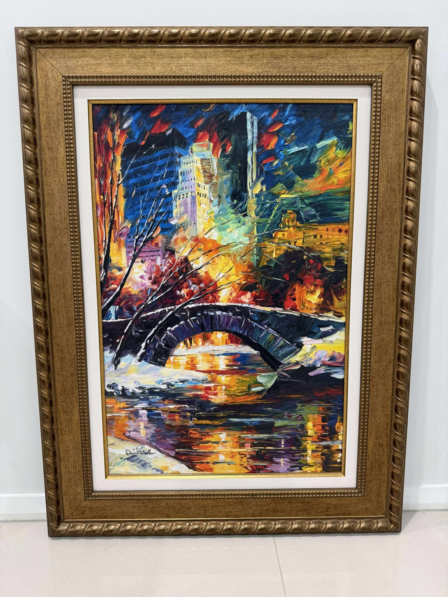 Daniel Wall Central Park: Daniel Wall "Central Park" 2020 30" x 20" image size Giclee in color with hand-embellishment on canvas. Hand-signed in pigment by theartist. Gallery framed, COA. Will ship from Austrailia. CDG