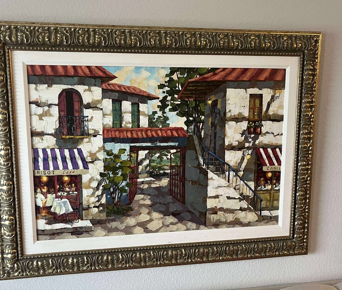 Cornejo Viaje Sideral unique: Cornejo "Viaje Sideral" 2003 24" x 36" image size Oil painting on canvas. Signed in pigment lower right. A unique work. Gallery framed, COA, appraisal. KHG