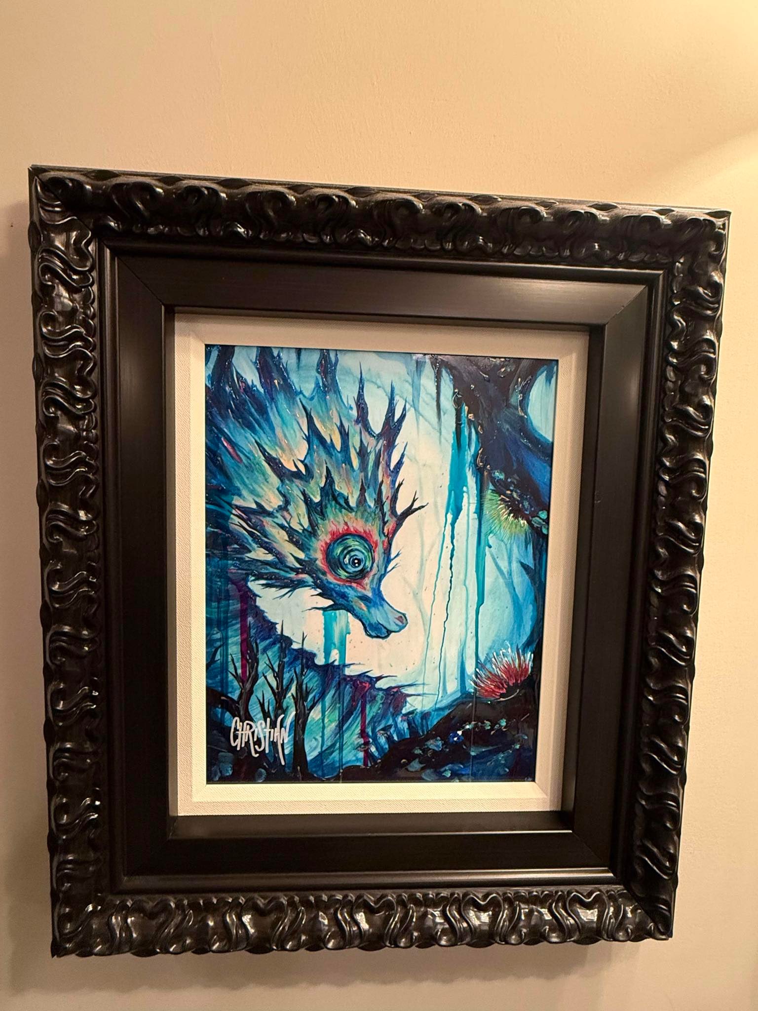 Christian Masot Blue Seahorse: Christian Masot "Blue Seahorse" Gallery framed, No paperwork. GL
